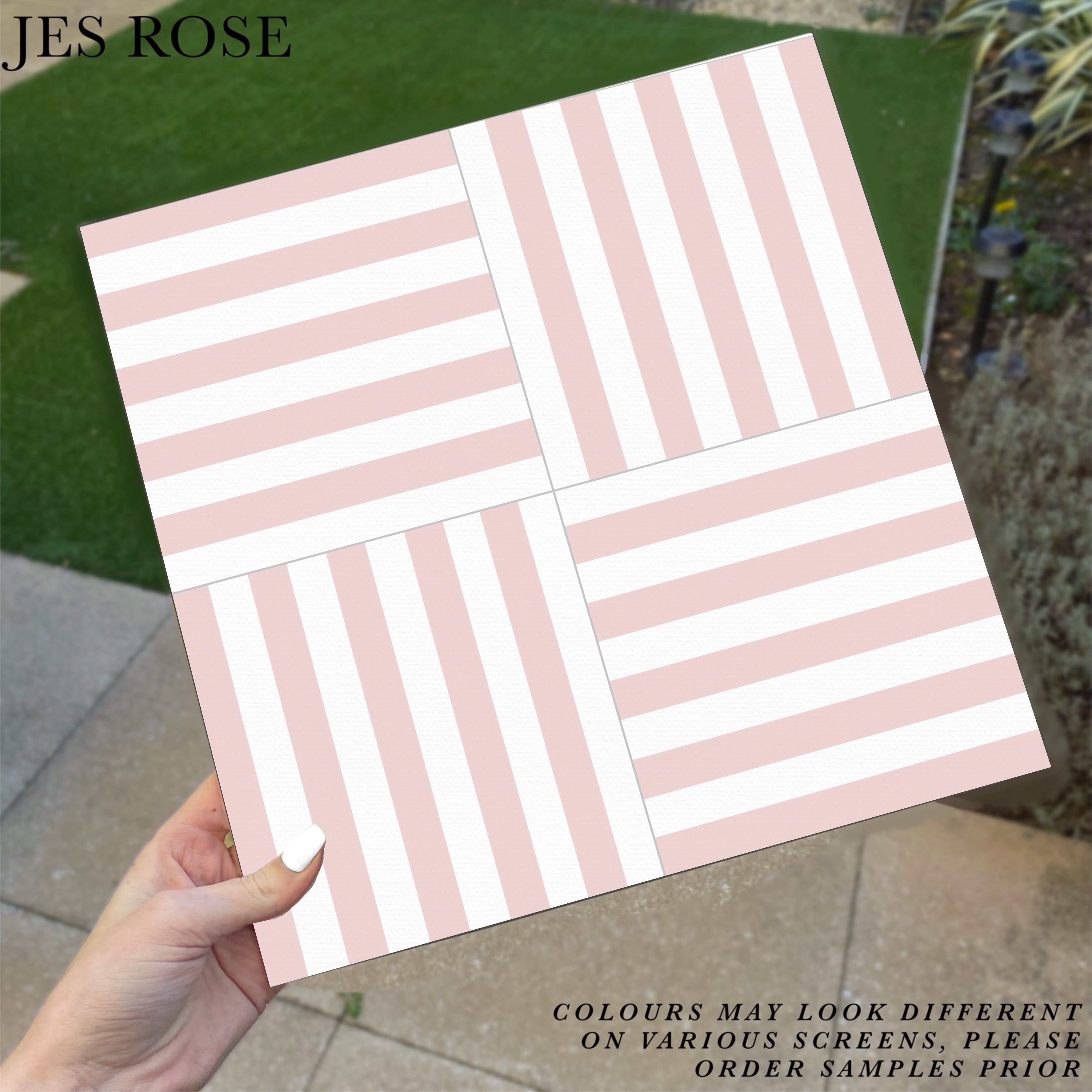 Classic Stripes Pink Premium Peel & Stick Tiles Jes Rose