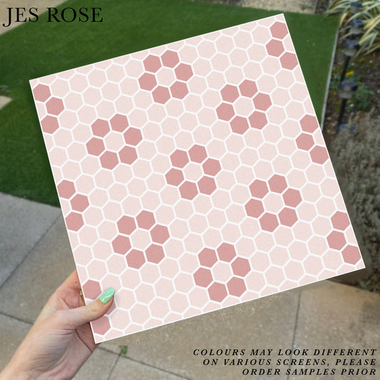 Hexagon Petals Pink Premium Peel & Stick Tiles