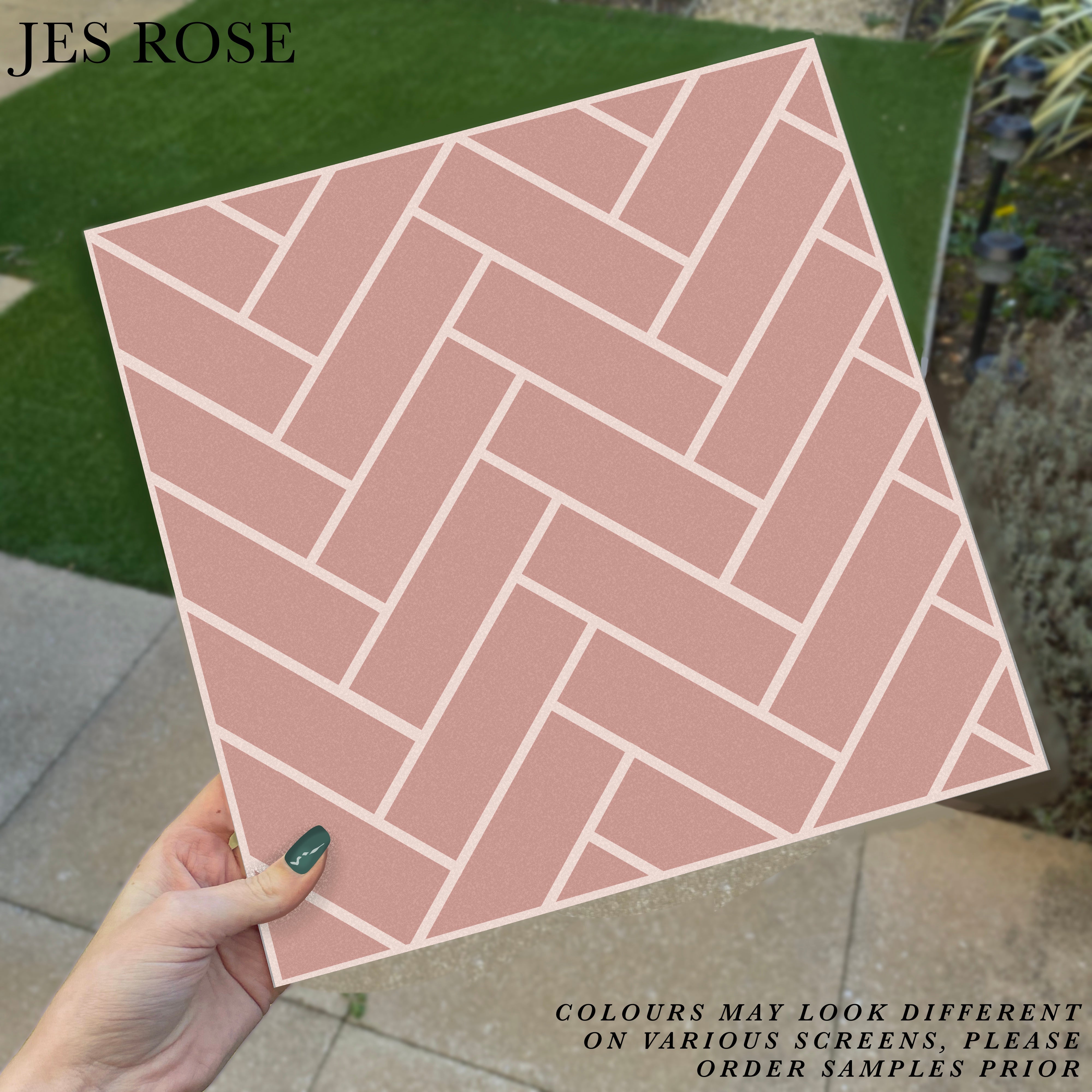 Herringbone Pink Premium Peel & Stick Tiles Jes Rose