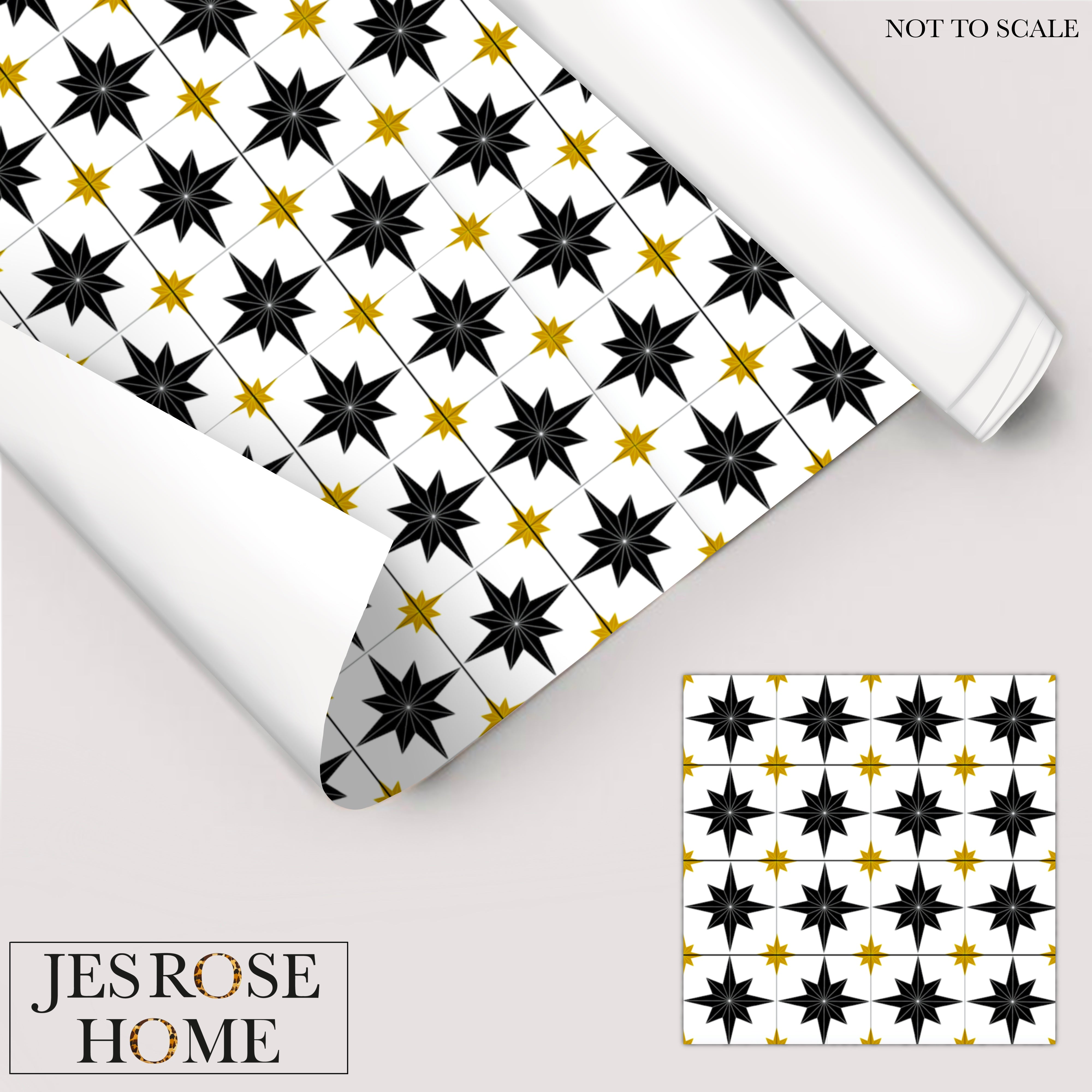 Astral Star Tiles Black & Gold Adhesive Floor/Wall/Window Vinyl – Jes Rose