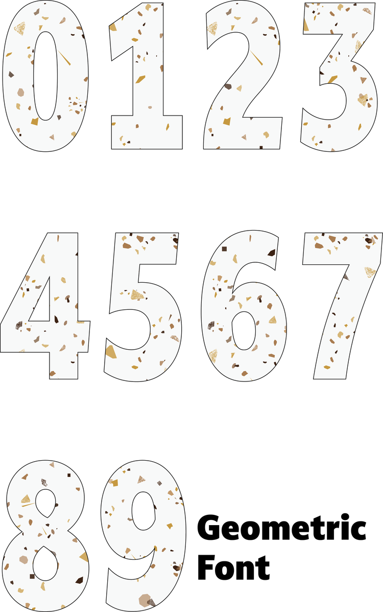 Terrazzo Gold Number Decal