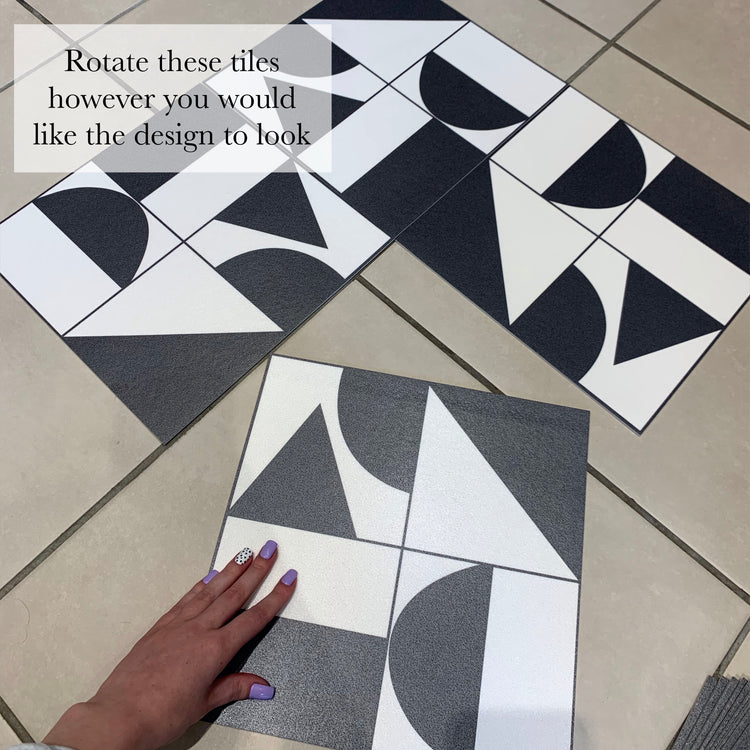 Abstract Geometric Black Premium Peel & Stick Tiles