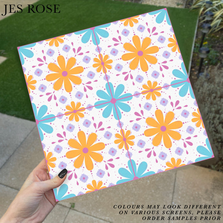 Floral tiles pastel Premium Peel & Stick Tilese