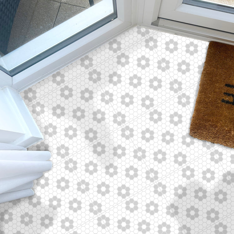 Hexagon Petals Grey Premium Peel & Stick Tilese