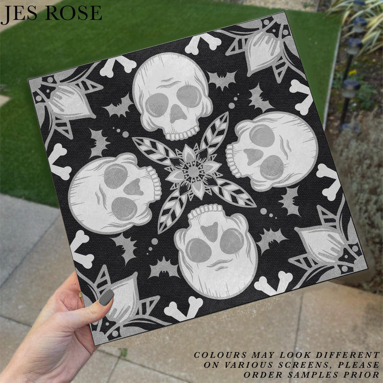 Skull Black Premium Peel & Stick Tilese