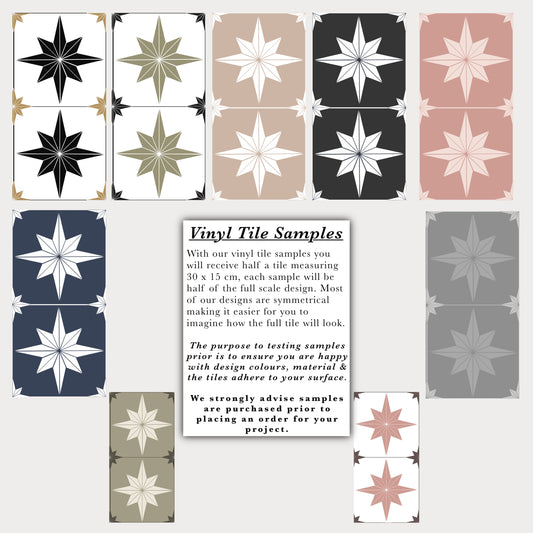 Astral Star Teal & White (Small) Premium Peel & Stick Tiles