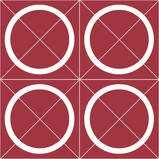 Geometric Circle Red Premium Peel & Stick Tiles