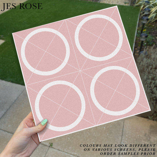 Geometric Circle Pink Premium Peel & Stick Tiles