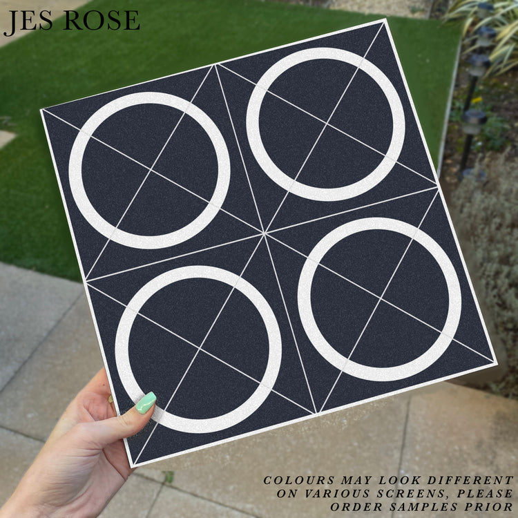 Geometric Circle Navy Premium Peel & Stick Tiles