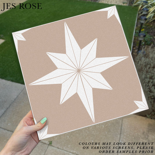 Astral Star Beige & White (Large) Premium Peel & Stick Tiles