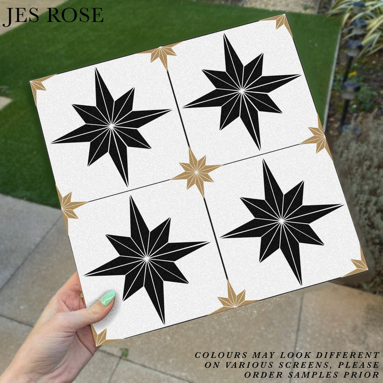 Astral Star Black & Gold (Small) Premium Peel & Stick Tiles