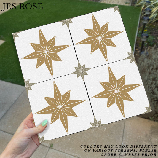 Astral Star Sage & Gold (Small) Premium Peel & Stick Tiles