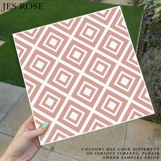 Geometric Squares Pink Premium Peel & Stick Tiles