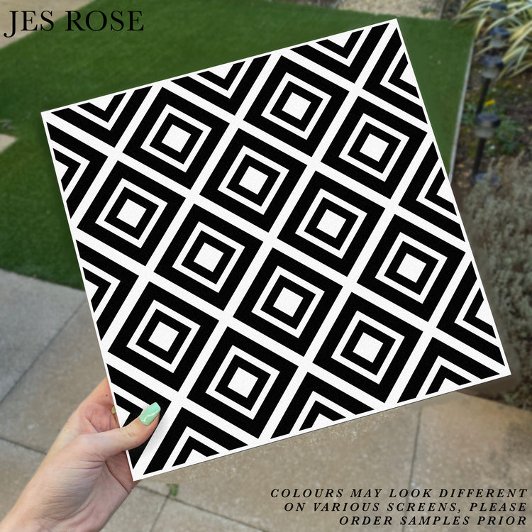 Geometric Squares Black Premium Peel & Stick Tiles