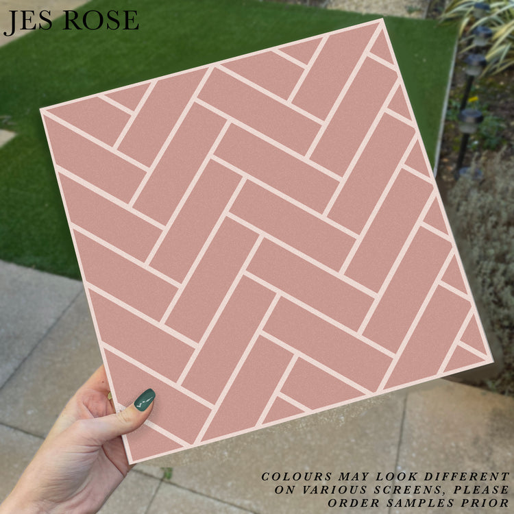 Herringbone Pink Premium Peel & Stick Tiles