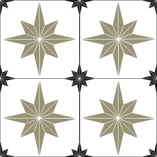 Astral Star Tiles Sage & Black