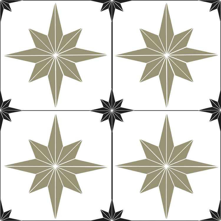 Astral Star Tiles Sage & Black