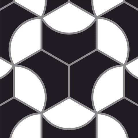Hexagon Star Tiles Black on White