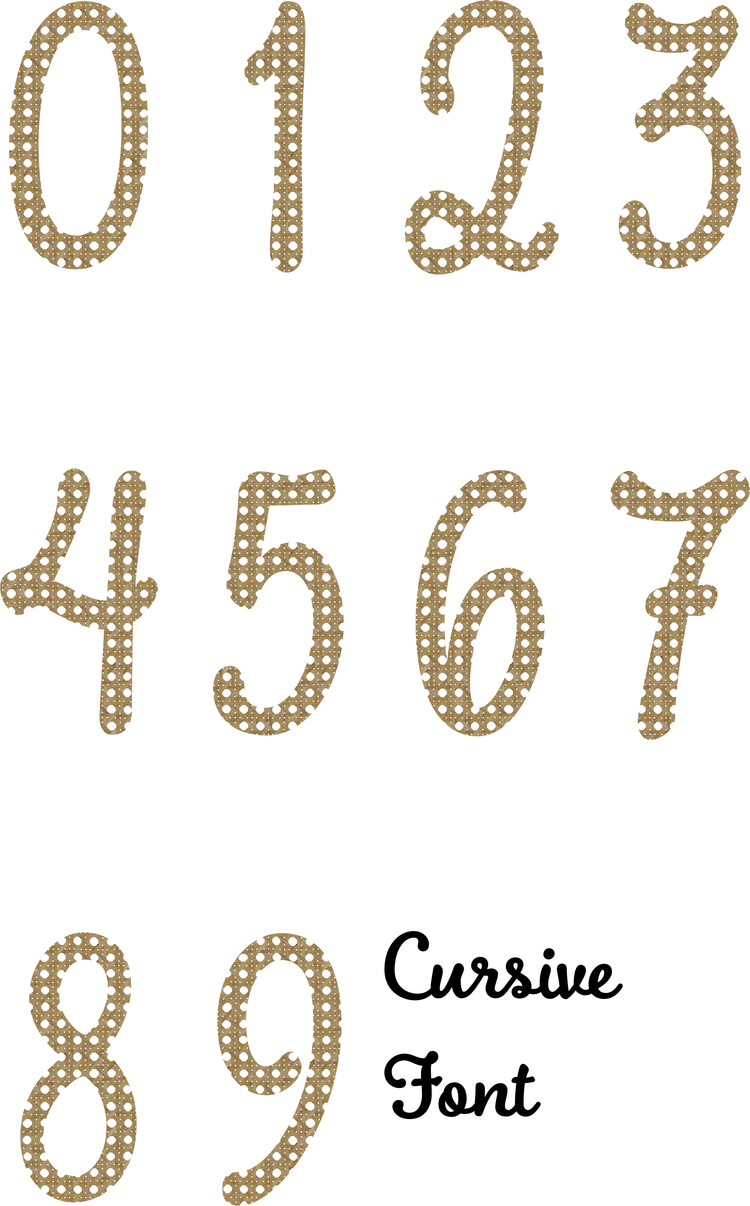Rattan Light (White Background) Number Decal