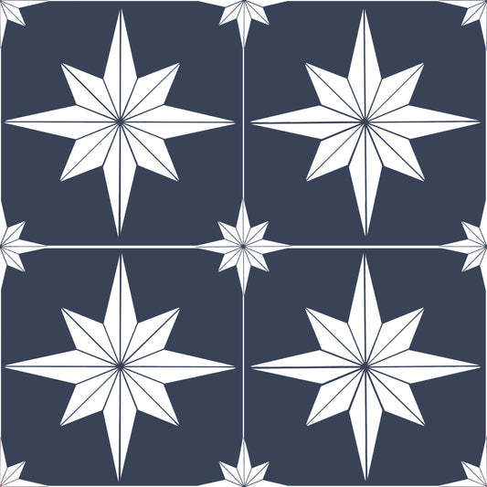 Astral Star Tiles Navy & White