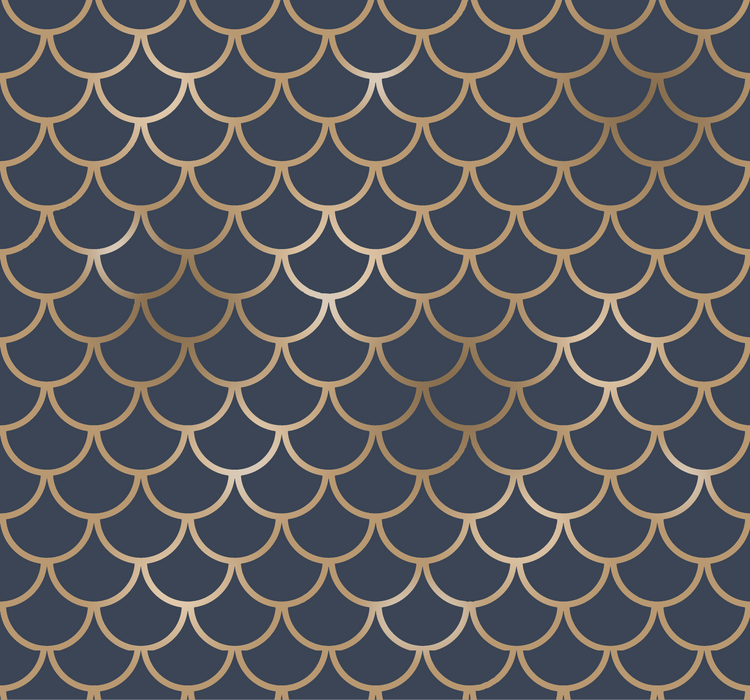 Fish Scale Tiles Navy & Gold