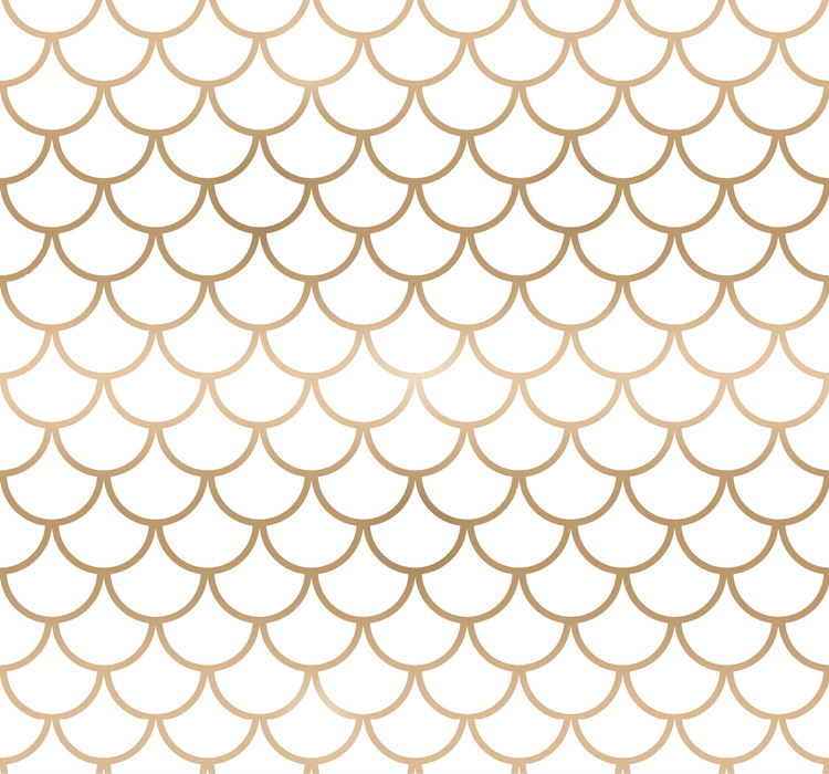 Fish Scale Tiles White & Gold