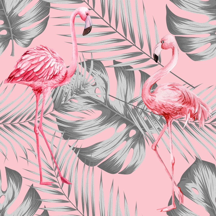 Flamingo & Leaves Grey