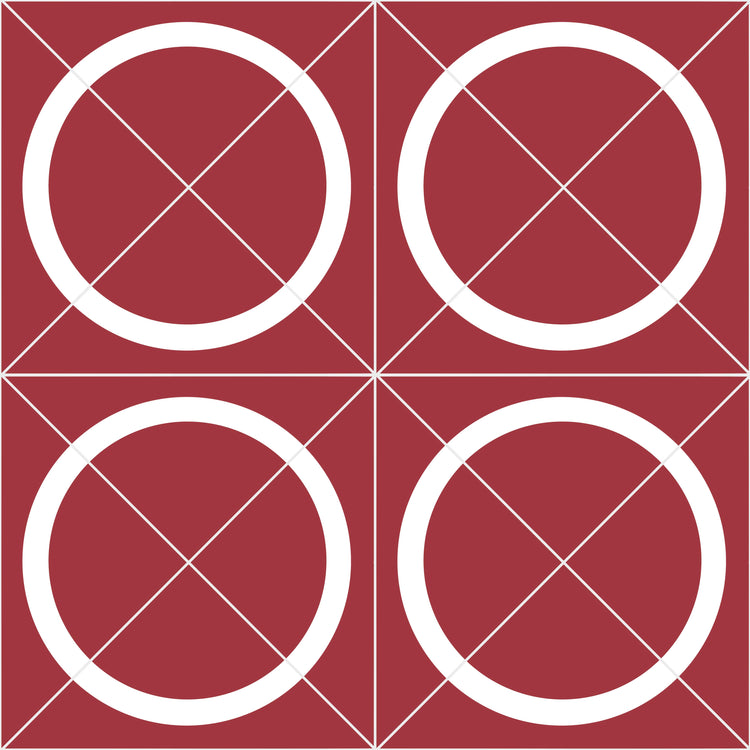 Geometric Circle Tiles Red & White