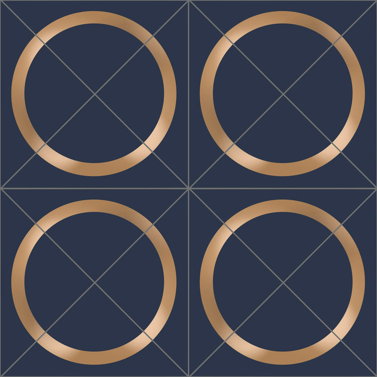 Geometric Circle Tiles Navy & Gold