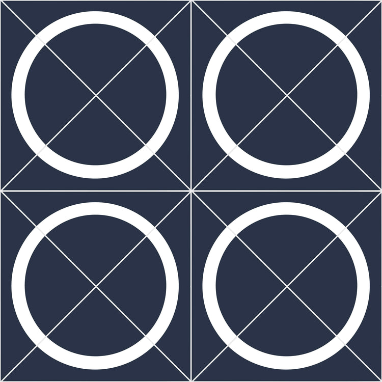 Geometric Circle Tiles Navy & White