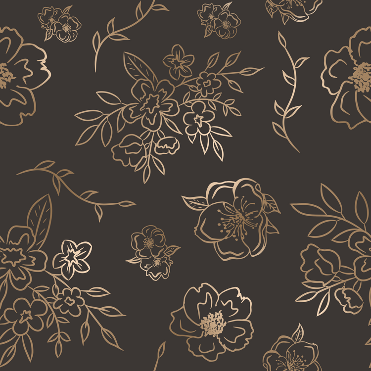 Petal Line Drawing Black & Gold