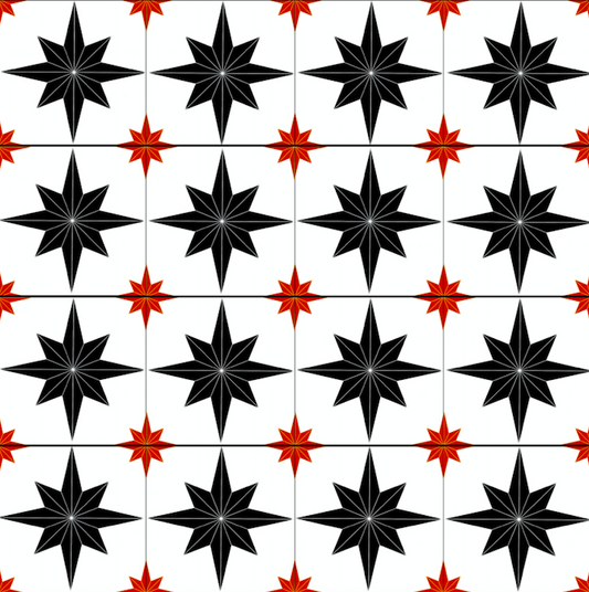 Astral Star Tiles Black & Red