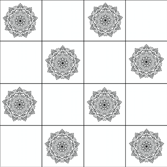 Mandala Black & White Tiles