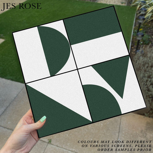 Abstract Geometric Green Premium Peel & Stick Tiles