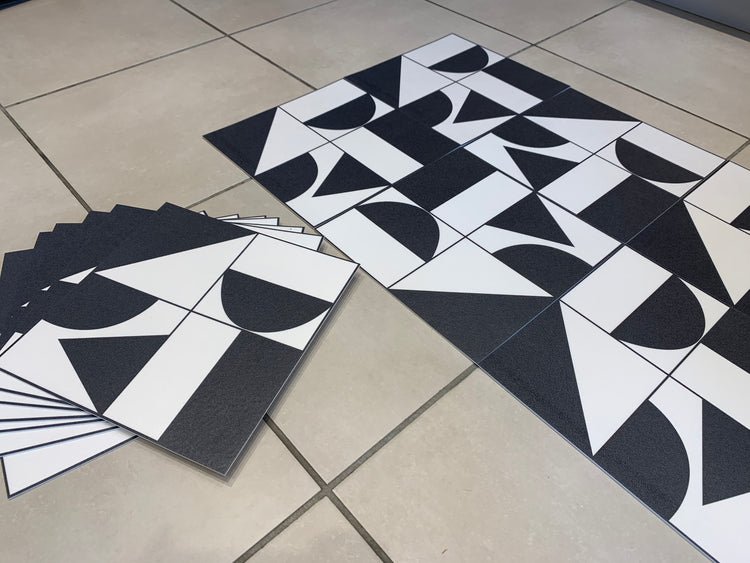 Abstract Geometric Black Premium Peel & Stick Tiles