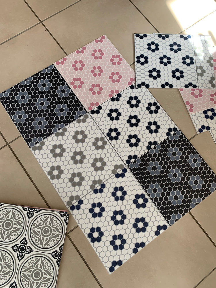 Hexagon Petals Navy Premium Peel & Stick Tiles