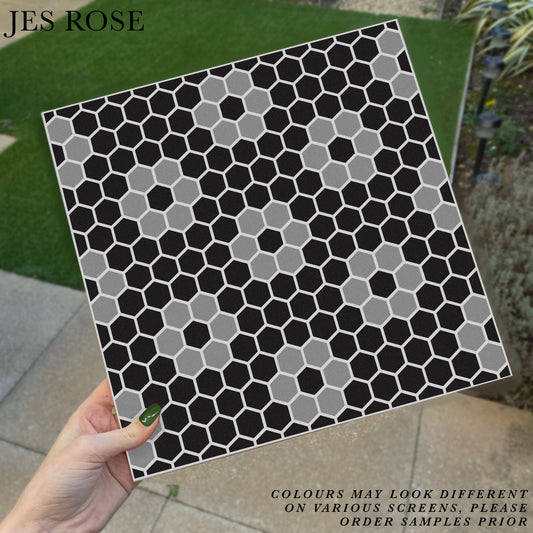 Hexagon Petals Black Premium Peel & Stick Tiles