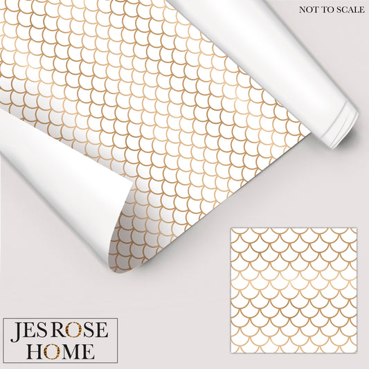 Fish Scale Tiles White & Gold
